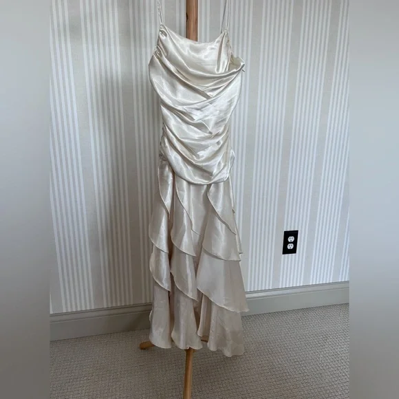 New Leaf By Samir Vintage Women's Tiered Ruffled Dress Side Zip Small RARE - Picture 6 of 9